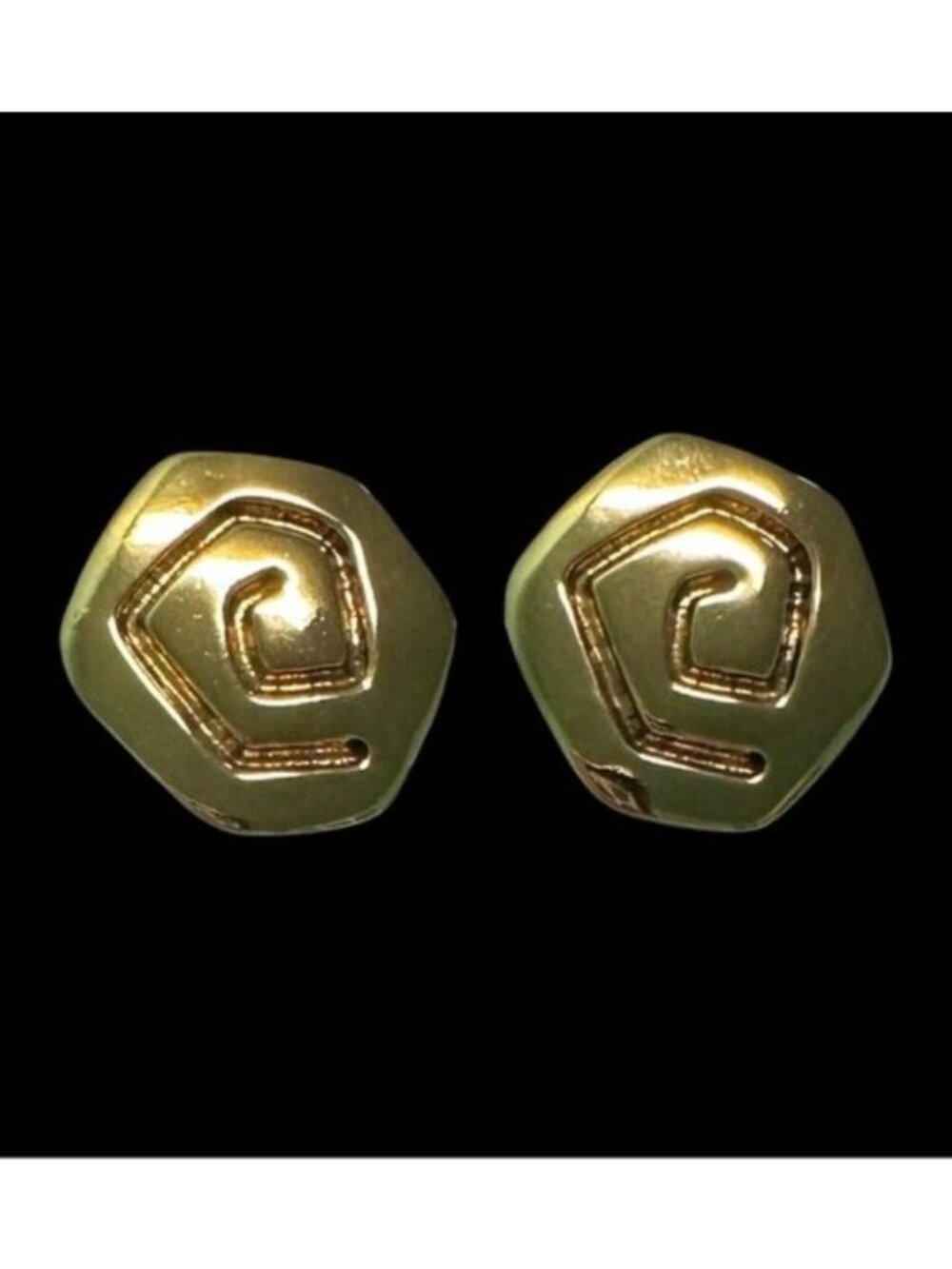 Vintage Gold-Tone Geometric Spiral Stud Earrings